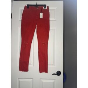 Express Stretch Ankle Legging Mid rise Denim Jeans 6 Long Red Nwt